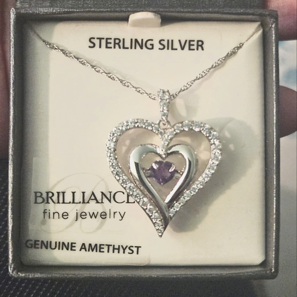 Sterling silver genuine amethyst necklace.